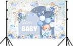 20X10ft Blue Baby Shower Backdrop Cute Blue Boho Floral Baby Shower Backdrop, Boy's or Girl's Baby Shower Party Backdrop Decor Cartoon Baby Shower Birthday Party Background Photo Booth Props - Image 6
