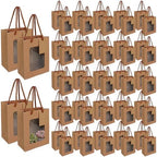 UCEHIPAW 54 Pcs Brown Paper Gift Bags with Window, Handles and Tags, 7.5 x 3 x 6 In, Perfect for Wedding, Baby Shower, Birthdays, Parties by UCEHIPAW
