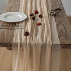 6Pcs Deep Beige Cheesecloth Table Runner 120 Inches for Party Home Decor - Image 3