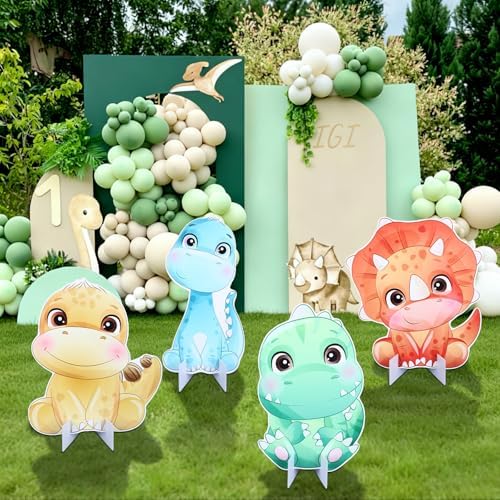 Gemscream 4 Pcs Large Dinosaur Party Decorations 23.6 Inch Cute Cartoon Dinosaur Cutouts Dino Baby Shower Birthday Decor Backdrop Photo Booth Props Party Supplies for Birthday Parties Decor by Gemscream