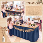 Tingjoo Dark Blue 9 ft X 30'' Teacher Desk Skirts Linen Textured Desk Tablecloth Skirts Pleated Office Decor Back to School Supplies for Classroom School Office Rectangular Round Table Cover - Image 5