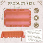 Tudomro Striped Tablecloth, Rectangle, Coral, Apricot, 84'' X 60'' - Image 2