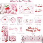 Shes the Cherry on Top Baby Shower Party Decorations, Pink and Red - Image 2