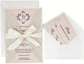 25-Pack White Lace Laser Cut Wedding Invitation with RSVP Cards, Blush Pink Shimmer Invitation Cards for Wedding/Sweet Sixteen/Bridal Shower/Birthday Party by PickyBride
