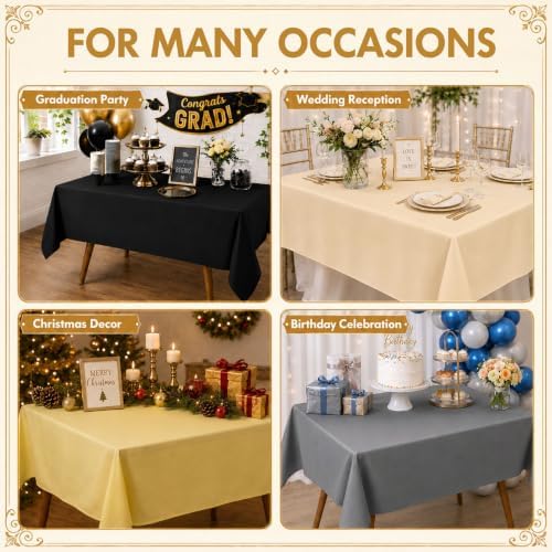 Newwiee 72 Pack Neutral Gold Silver Plastic Tablecloths Bulk 54" x 72" - Image 6