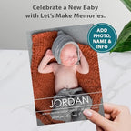 Let's Make Memories Personalized Baby Announcement Cards - Birth, Adoption - Boy, Girl - Premium Quality Custom Photo Cards for Mailing - 5x7 - Includes White Envelopes - Modern Lines - 75 ct - Image 2
