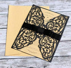 100 Sets 4.9 x 7 ''Laser Cut Wedding Invitations Cards with Ribbon and Envelopes For Birthday Baby Shower Wedding Rehearsal Dinner Invite (Black) - Image 4