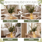 4 Sets Eucalyptus Mason Jar Centerpiece with LED Lights for Wedding - Image 5