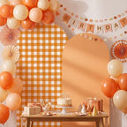 Tegeme 2 Set Gingham Arch Backdrop Cover 7.2ft 6.6ft Fall Orange Arch Cover - Image 3