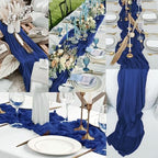 10FT 20 Pack Royal Blue Cheesecloth Table Runner 20 x 120 Inch Long Rustic Gauze Cheese Cloth Table Runner for Wedding Bridal Baby Shower Table Decorations Boho Fabric Sheer Birthday Party Table Decor - Image 6