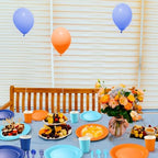 Ziliny 420 Pcs Orange Blue Plates Cups Napkins Sky Blue, Orange - Image 5