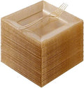Goodluck 120Pcs 6.5" Square Gold Glitter Dessert Plates Set by GoodLuck