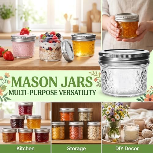 24PACK Mini Mason Glass Canning Jars,4 OZ Jelly Jars with Regular Lids - Image 7
