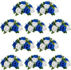 NUPTIO Flower Ball Arrangement Bouquet - 10 Pcs 9.5 inch Diameter Royal Blue Fake Flowers Roses Balls for Centerpieces Tables - Artificial Rose Arrangements for Wedding Centerpiece Table Decorations by Nuptio