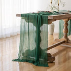 10Pcs Emerald Green Cheesecloth Table Runner 120 Inches for Boho Home Decor - Image 5