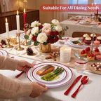 DaYammi 210PCS Red Plastic Dinnerware Set for 30 Guests - Image 3