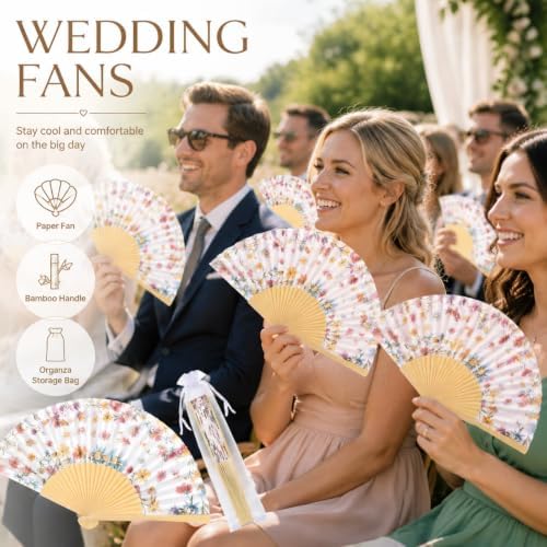 Vercraft 25 Sets Wildflower Hand Folding Fans, Wedding Favors for Guests - Image 5