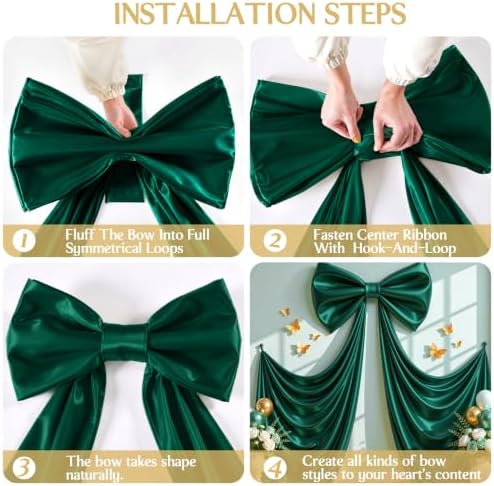 Big Hunter Green Bow Backdrop Party Decorations Green Bow Decor 48x24x120 Inches Giant Bow Birthday Party Backdrop for Wedding Baby Shower Bridal Shower Photography Coquette Room Decor - Image 7