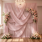 40ftx10ft Wrinkle Free Dusty Pink Backdrop Curtains for Parties, Silky Polyester Photo Backdrop Drapes 8 Panels 5x10ft Back Drop Cloth for Wedding Birthday Baby Shower Photography Background by ENJOYYOURPARTY