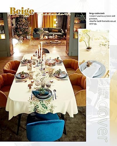 Showgeous 60x102 Inch Beige Rectangle Tablecloth 6 Pack Fit 6FT Table - Image 3