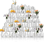 Glass Bud Vases Set of 64 - Assorted Small Mini Glass Vases for Flowers, Crystal Vintage Vase Set, Bulk Centerpieces for Table Décor, Wedding, Home and Events (Clear, 64 Pcs) by Unknown