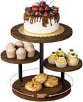 Cupcake Holder for 50 Cupcakes Wood Cake Stand with 4 Tiered Serving Tray 360°Rotating Dessert Stands Round Cookie Trays for Parties Wedding Baby Shower Afternoon Tea Dessert Table, Walnut by Unknown