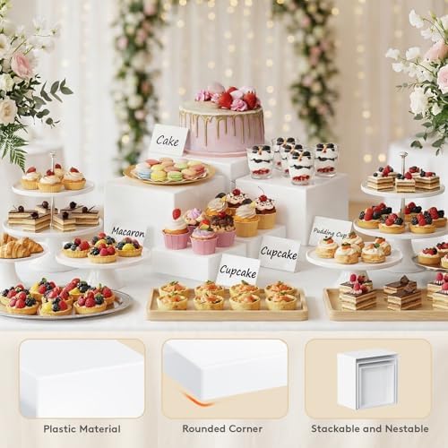 Lifewit Buffet Risers, 5 Pcs Plastic Dessert Table Display Set, Black - Image 5