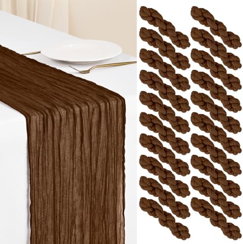 Showgeous 20 Pack Brown Cheesecloth Table Runner, 17 x 108 Inches by Showgeous