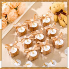 MTLEE 24 Sets Bear Baby Shower Bubble Candles Favors Small Baby Shower Favors for Guests Tea Candles Bulk with Stylish Ribbons Cards Gifts Party Decoration(Champagne, Bear) - Image 2