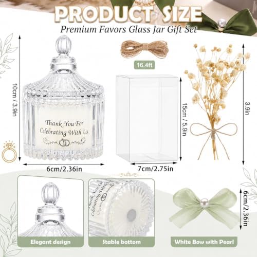 MTLEE 16 Sets Wedding Candle Favors with Lids Dried Flowers,Green - Image 2