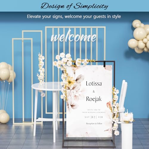 50H" Wedding Welcome Sign Stand with 8 Pair Satin Ribbon & 2 Leather Strap - Image 2