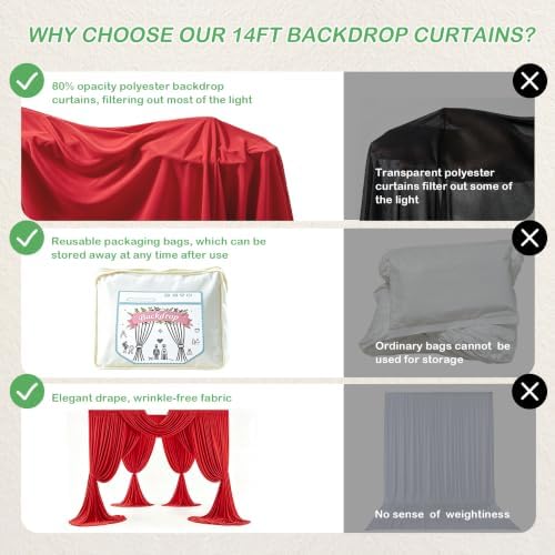10ftx14ft Red Backdrop Curtain for Wedding Parties - Image 5