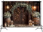 12x10ft Wedding Rustic Barn Door Backdrop Country White Roses Vintage Farmhouse Wooden Photography Backdrop Cabin Wooden Birthday Baby Shower Wedding Bridal Party Photo Booth Studio Prop - Image 3