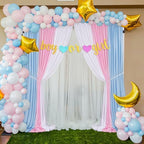 Baby Shower Backdrop Curtain 15ftx7ft - Blue Pink Wrinkle Free Satin Drapes - Image 2