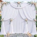 40ftx10ft Wrinkle Free White Backdrop Curtain - 10 Feet Photography Backdrop Drapes, Silky Polyester Back Drop Cloth for Wedding Baby Shower Balloon Arch Background by Unknown