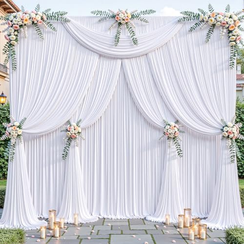 40ftx10ft Wrinkle Free White Backdrop Curtain - 10 Feet Photography Backdrop Drapes, Silky Polyester Back Drop Cloth for Wedding Baby Shower Balloon Arch Background by Unknown