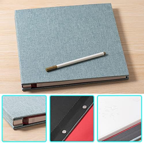 Large Photo Album Self Adhesive 4x6 8x10 10x12 13"x12.8" Magnetic Scrapbook Album 12.6"x11" Inch 60 Sticky Pages Linen Cover DIY Photo Album with A Metallic Pen and DIY Stickers(Green) - Image 6