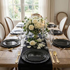 DaYammi 150Pcs Black Plastic Plates & Gold Plastic Silverware Set for Party - Image 5