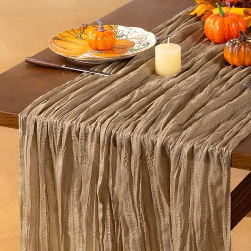 Nude Cheesecloth Table Runner Boho Gauze Fall Table Runners by Jimtx