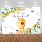 Mocsicka Greenery Bee Gender Reveal Backdrop What Will Baby Bee Background Honeycomb Bee Gender Reveal Party Decorations Banner Photo Studio Props (10x8ft) by Mocsicka