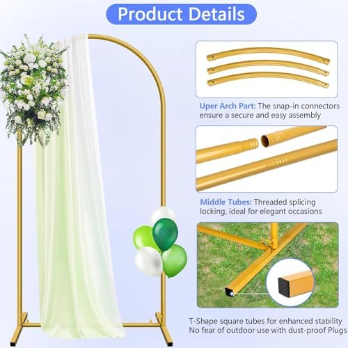 HEMMOTOP Metal Arch Backdrop Stand and Cover Set, Beige, 7.2 ft - Image 5
