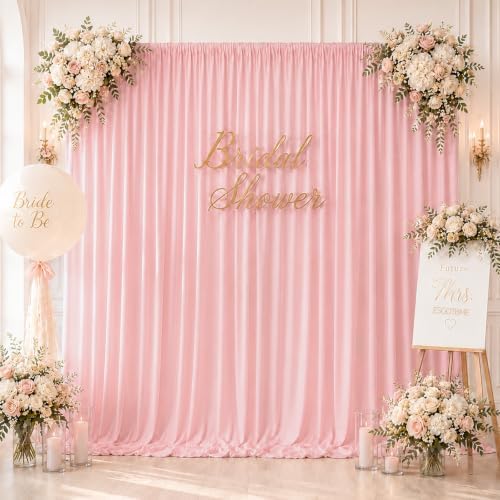 ESGOTBME 20x10ft Wrinkle Free Blush Pink Backdrop Curtain for Parties Soft Fabric Drapes Wedding Ivory Curtain Backdrop for Birthday Party Decorations Background for Photography 5x10ft,4 Panels by ESGOTBME