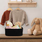 XUANGUO Small Woven Storage Baskets for Shelves, 13" x 9" x 5", Black - Image 5