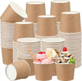 Honeydak 200 Pcs Kraft Paper Ice Cream Cups Disposable Dessert Bowls for Hot or Cold Food Brown Paper Snack Containers for Sundae, Frozen Yogurt, Soup Baby Shower Party Supplies (11 oz,Brown) by Honeydak