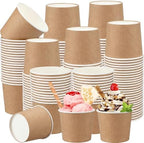 Honeydak 200 Pcs Kraft Paper Ice Cream Cups Disposable Dessert Bowls for Hot or Cold Food Brown Paper Snack Containers for Sundae, Frozen Yogurt, Soup Baby Shower Party Supplies (11 oz,Brown) by Honeydak