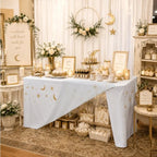 2 pk Celestial Fitted Tablecloth Rectangle for 6 Foot Tables Wrinkle Free by ENJOYYOURPARTY