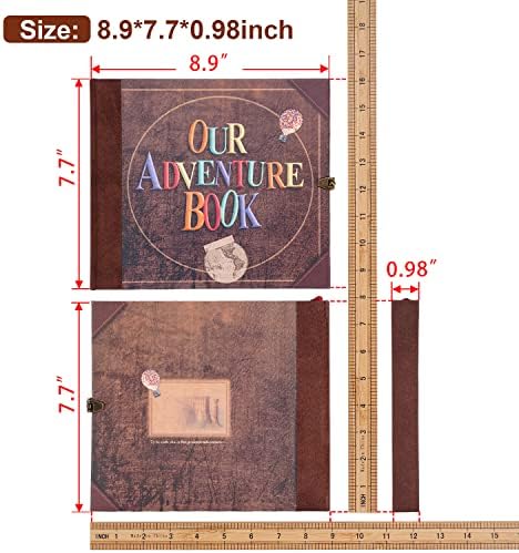 JIMBON Our Adventure Book Scrapbook Photo Album Retro Style Embossed Letter Cover Travel Diary Journal Scrap Book Kit For Couples,Memory Book For Anniversary Wedding - Image 2