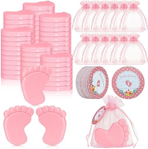 100 Sets Baby Shower Soap Favors, Baby Feet Scented Soap, Pink by KisSealed
