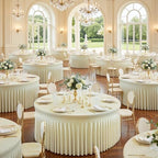 4 Pack Ivory Round Spandex Tablecloths, 5FT/60In Stretchy Table Cloth with Skirt, Washable Fitted Tablecloth, Circle Wrinkle Free Table Cover for Wedding Party Dining Banquet Event - Image 3