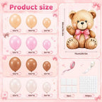 Mifoci 121 Pcs Pink We Can Bearly Wait Baby Shower Decoration 35x30'' Large Bear Cardboard Cutout Standup with 120 Balloon Teddy Bear Baby Shower Decor for Gender Reveal Birthday Party Photo Backdrop - Image 2
